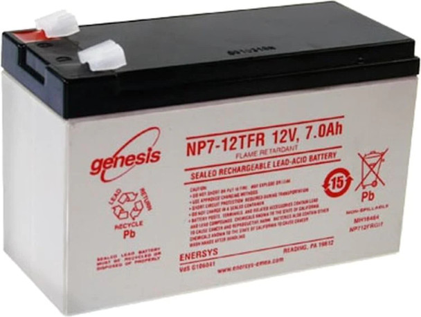 EnerSys Genesis NP7-12TFR 12V 7 Ah  F2 Terminal Flame Retardant Sealed Lead Acid (SLA) Rechargeable Maintenance-free Battery for security, lighting, medical, UPS
