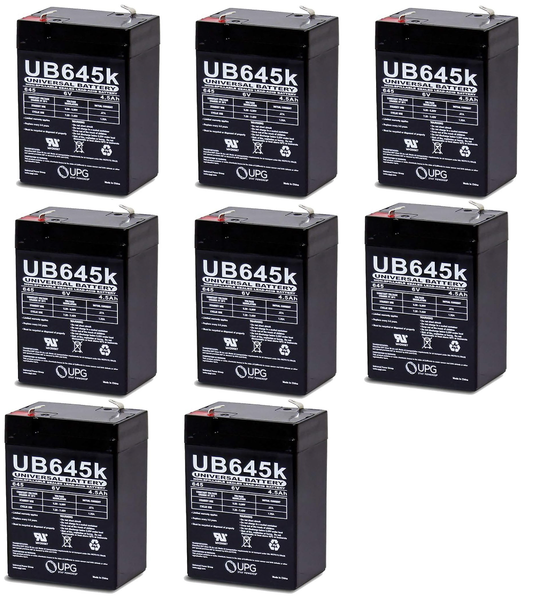 8-Pack of Universal Power Group UPG UB645-F1 D5733 6 V 4.5 Ah F1 Terminal Sealed Lead Acid (SLA) AGM Rechargeable Batteries