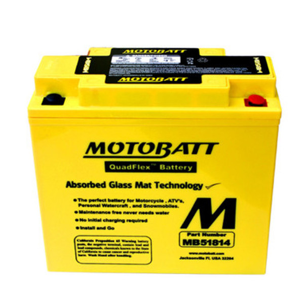 MotoBatt MB51814 12V 22 Ah 220 CCA Sealed Lead Acid (SLA) AGM Maintenance Free Battery Replaces Yuasa BMW 51814 51913 Yuasa YT19BL-BS ODYSSEY PC680