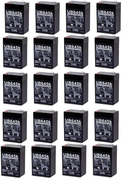 20-Pack of Universal Power Group UPG UB645-F1 D5733 6 V 4.5 Ah F1 Terminal Sealed Lead Acid (SLA) AGM Rechargeable Batteries.