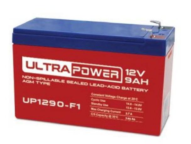 ULTRAPOWER UP1290-F1 12 V 9 Ah F1 Rechargeable, Maintenance-Free Absorbent Glass Mat (AGM) Battery