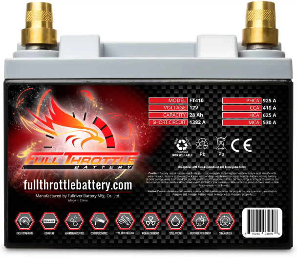 Fullriver FT410 28Ah 410 CCA AGM Powersports Battery