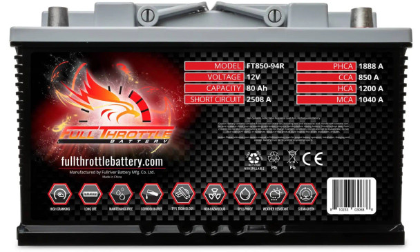 Fullriver FT850-94R 85Ah 850 CCA AGM Powersports Battery