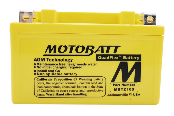 MotoBatt MBTZ10S 8.6Ah 190 CCA AGM Powersports Battery replaces YTZ10S