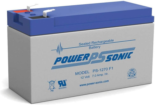 Power-Sonic PS-1270F1 12V 7Ah F1 Terminal Sealed Lead Acid (SLA) AGM Rechargeable Maintenance-free Battery