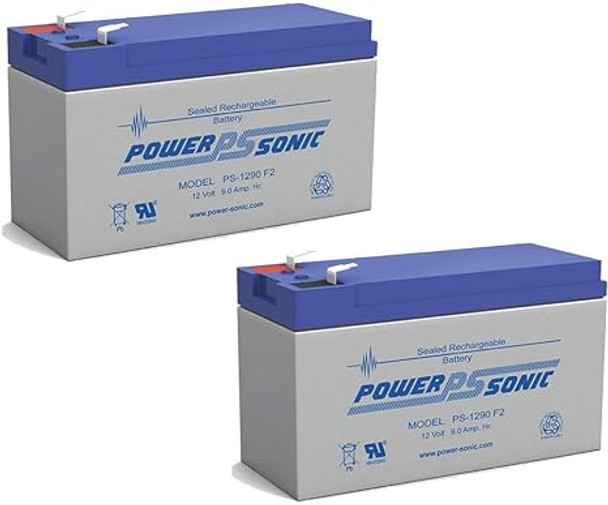 Power-Sonic PS-1290F2 12V 9Ah F2 AGM Rechargeable Batteries - 2 Pack