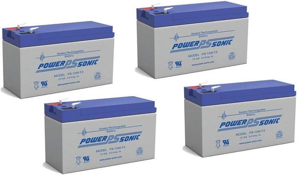 Power-Sonic PS-1290F2 12V 9Ah F2 AGM Rechargeable Batteries - 4 Pack