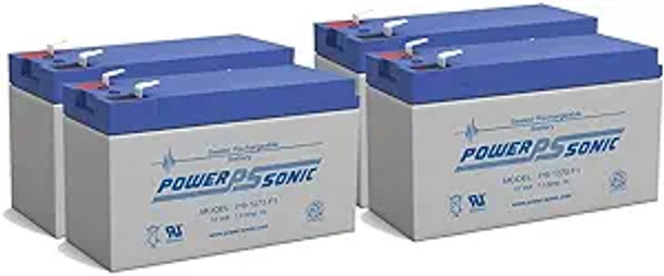 Power-Sonic PS-1270F1 12V 7Ah F1 AGM Rechargeable Batteries - 4 Pack