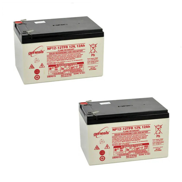 EnerSys Genesis NP12-12TFR 12V 12 Ah F2 Terminal Flame Retardant Sealed Lead Acid (SLA) Battery for UPS WHEELCHAIR MOBILITY SCOOTER - 2 pack