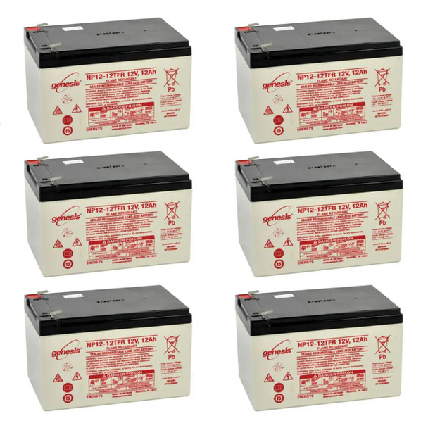 EnerSys Genesis NP12-12TFR 12V 12 Ah F2 Terminal Flame Retardant Sealed Lead Acid (SLA) Battery for UPS WHEELCHAIR MOBILITY SCOOTER - 6 Pack