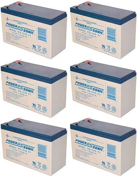 Power-Sonic PS-1270F1 12V 7Ah F1 AGM Rechargeable Batteries - 6 Pack