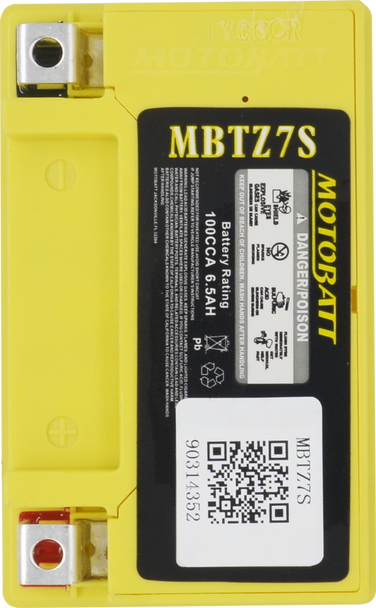 MotoBatt MBTZ7S 6.5Ah 130 CCA AGM Powersports Battery replaces YTX5L