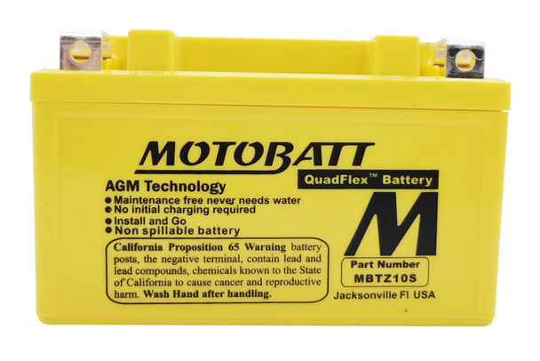 MotoBatt MBTZ10S 8.6Ah 190 CCA AGM Powersports Battery replaces YTZ10S