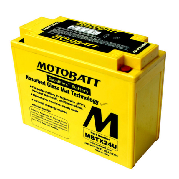 MotoBatt MBTX24U 25Ah 350 CCA AGM Powersports Battery replaces YTX24HL