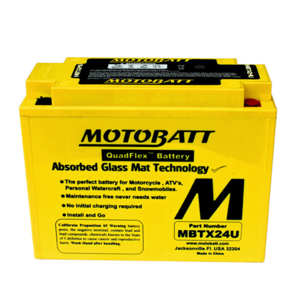 MotoBatt MBTX24U 25Ah 350 CCA AGM Powersports Battery replaces YTX24HL
