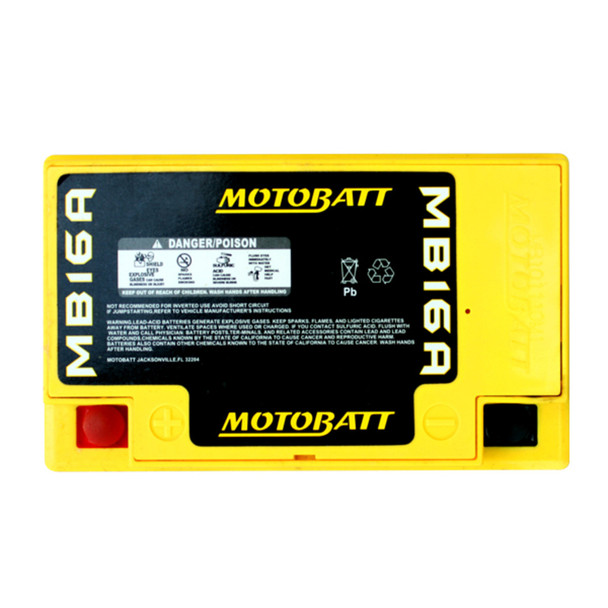 MotoBatt MB16A 19Ah 200 CCA AGM Powersports Battery replaces HYB16A-A HYB16A-AB