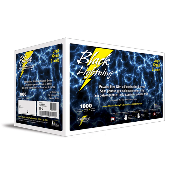 Black Lightning 6 MIL Disposable Powder-Free Nitrile Exam Gloves - Black, 1000 Count