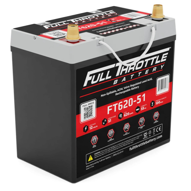 Fullriver Full Throttle FT620-51 55 Ah 620 CCA AGM Battery (Group 51)