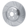 R1 10-17 Lexus LS460 Right Front Drilled & Slotted Silver Brake Rotor