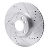 R1 11-18 Porsche CAYENNE Left Front Drilled & Slotted Silver Brake Rotor
