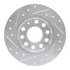 R1 10-19 Audi A3 Rear Right Drilled & Slotted Silver Brake Rotor