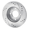 R1 14-15 Mitsubishi Mirage Front Left Drilled & Slotted Silver Brake Rotor