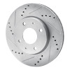 R1 04-04 Mitsubishi Lancer Front Left Drilled & Slotted Silver Brake Rotor