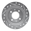 R1 92-96 Dodge COLT Rear Left Drilled & Slotted Silver Brake Rotor