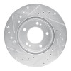 R1 83-89 Chrysler CONQuest Front Right Drilled & Slotted Silver Brake Rotor