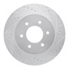 R1 16-24 Nissan Titan XD Front Right Drilled & Slotted Silver Brake Rotor