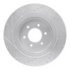 R1 16-24 Nissan Titan XD Front Right Drilled & Slotted Silver Brake Rotor