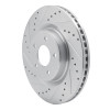 R1 13-25 Infiniti Q50 Front Left Drilled & Slotted Silver Brake Rotor