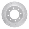 R1 12-21 Nissan NV2500 Rear Right Drilled & Slotted Silver Brake Rotor
