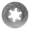 R1 85-97 Nissan 720 DATSUN Front Left Drilled & Slotted Silver Brake Rotor