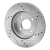R1 11-25 Nissan Versa Front Left Drilled & Slotted Silver Brake Rotor