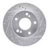 R1 96-98 Nissan 240SX Front Right Drilled & Slotted Silver Brake Rotor