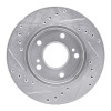 R1 96-98 Nissan 240SX Front Right Drilled & Slotted Silver Brake Rotor