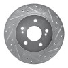 R1 87-89 Nissan 300ZX Rear Right Drilled & Slotted Silver Brake Rotor
