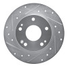 R1 16-25 Honda Civic Hatchback Rear Left Drilled & Slotted Silver Brake Rotor