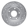 R1 16-25 Honda Civic Hatchback Rear Left Drilled & Slotted Silver Brake Rotor
