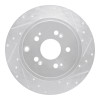 R1 06-14 Honda Ridgeline Rear Right Drilled & Slotted Silver Brake Rotor