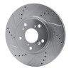 R1 13-25 Honda Civic Hatchback Front Left Drilled & Slotted Silver Brake Rotor