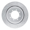 R1 11-22 Ford F-450 Super Duty Rear Left Drilled & Slotted Silver Brake Rotor