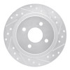 R1 02-04 Ford Focus Rear Right Drilled & Slotted Silver Brake Rotor