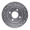 R1 01-19 Ford Focus Rear Left Drilled & Slotted Silver Brake Rotor