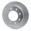 R1 03-05 Chevrolet Silverado 1500 Rear Left Drilled & Slotted Silver Brake Rotor
