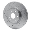R1 10-16 Cadillac SRX Front Left Drilled & Slotted Silver Brake Rotor