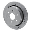 R1 13-19 Cadillac XTS Rear Left Drilled & Slotted Silver Brake Rotor
