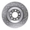 R1 14-23 Jeep Cherokee Rear Left Drilled & Slotted Silver Brake Rotor