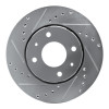 R1 00-04 Volvo S40 Front Left Drilled & Slotted Silver Brake Rotor